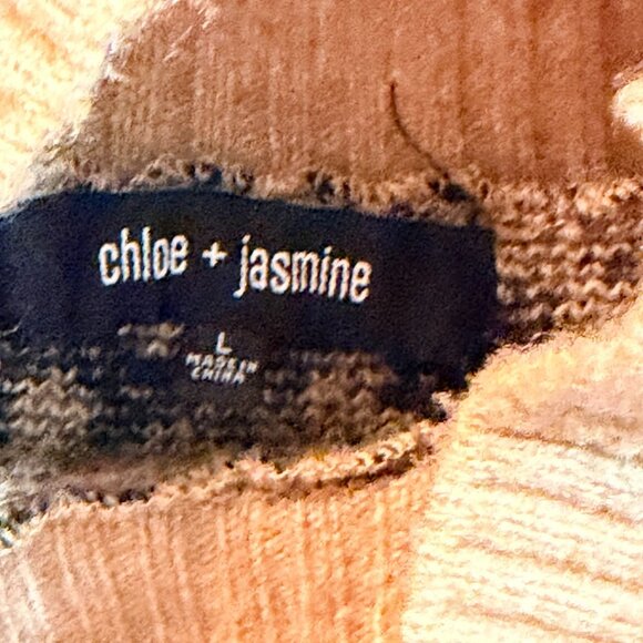 Chloe & Jasmine brand Long Sleeve Mockneck Turtleneck Sweater, Brown/Beige LARGE - Picture 2 of 8